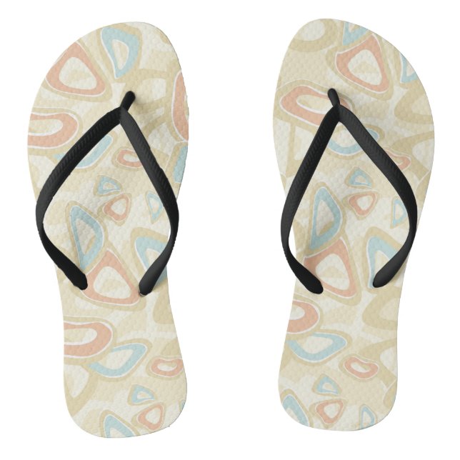 Abstract modern geometrical shapes pastel retro vi flip flops (Footbed)
