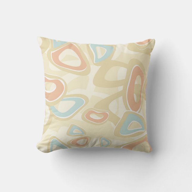 Abstract modern geometrical shapes pastel retro vi throw pillow (Front)