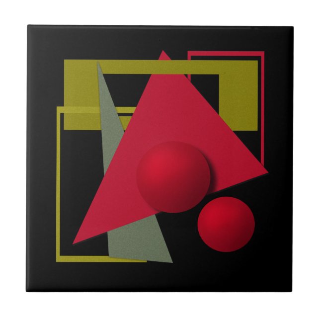 Abstract modern geometrical shapes print ceramic tile (Front)