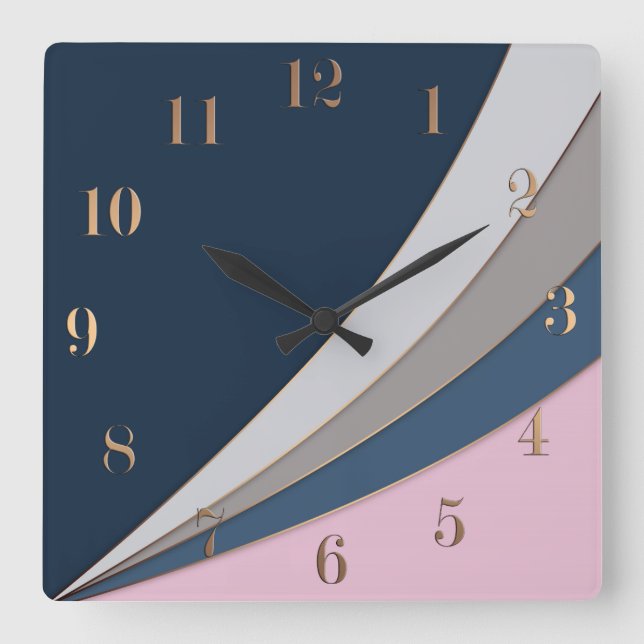 Abstract modern geometrical simple print square wall clock (Front)