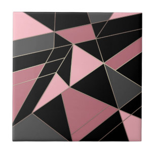 Abstract modern geometrical triangles print ceramic tile
