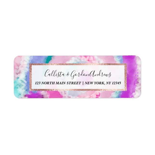 Abstract Modern Girly Pink White Tie Dye Paint Label (Front)