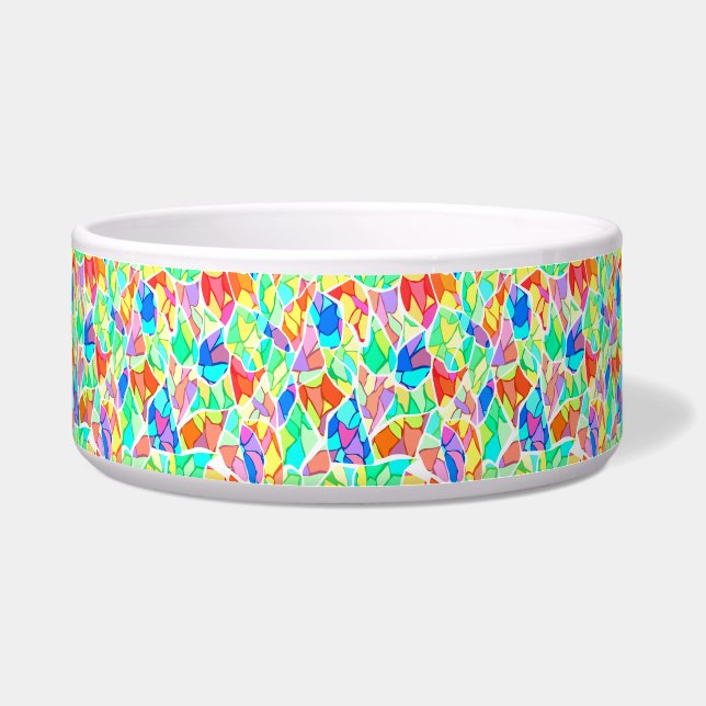 Abstract modern glass mosaic tile pattern bright c bowl (Front)