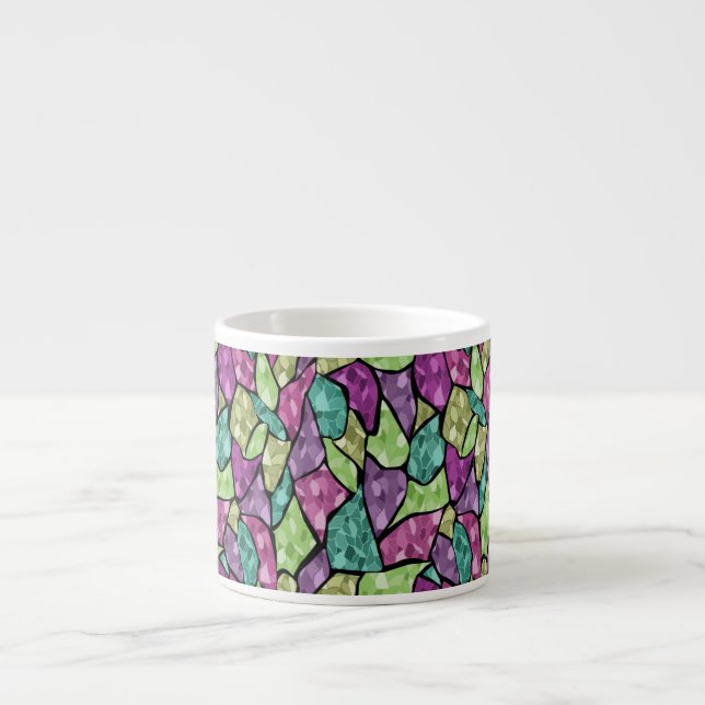 Abstract modern glass mosaic tile pattern bright c espresso cup (Front)