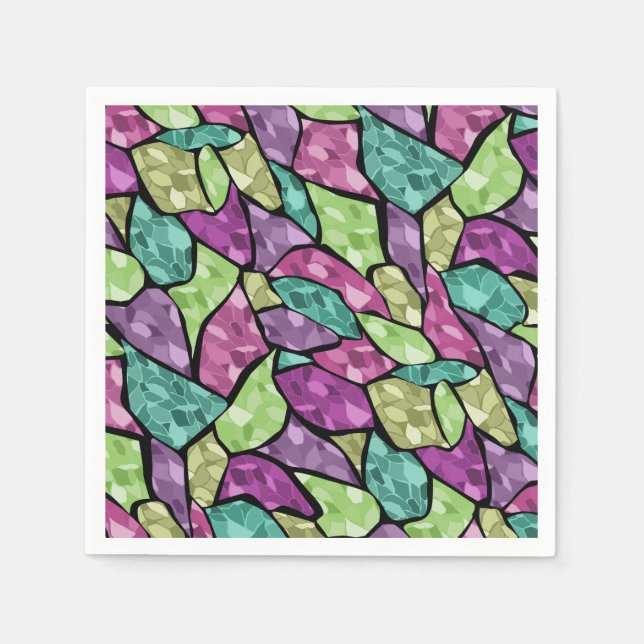 Abstract modern glass mosaic tile pattern bright c napkins (Front)