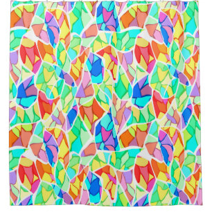 Abstract modern glass mosaic tile pattern bright c shower curtain