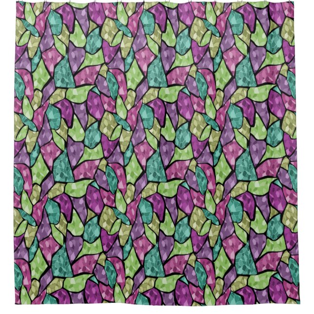 Abstract modern glass mosaic tile pattern bright c shower curtain (Front)