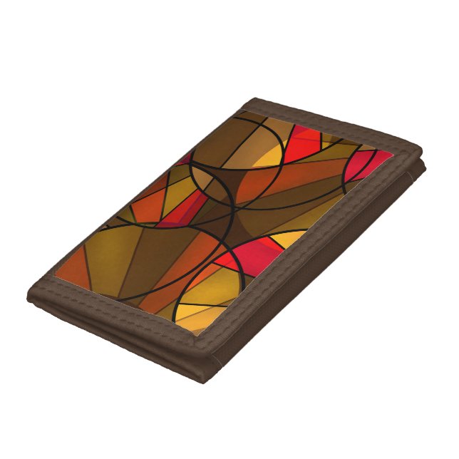 Abstract modern glass mosaic tile pattern brown co trifold wallet (Bottom)