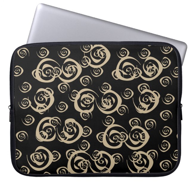 Abstract modern gold spirals pattern  laptop sleeve (Front)