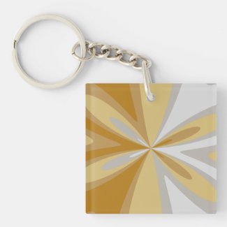 Abstract Modern Golden Yellow, Gray Silver Floral