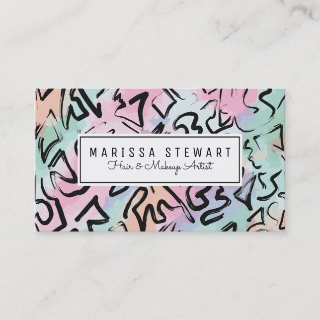 Abstract Modern Graffiti Watercolor Brushstrokes Business Card (Front)