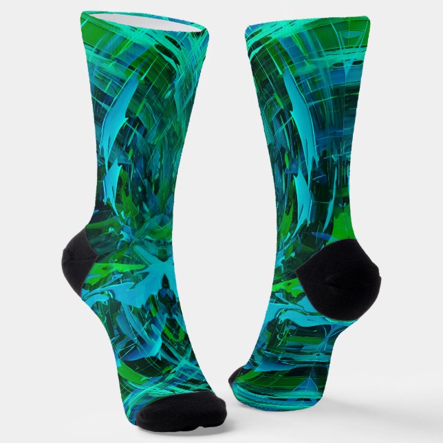 Abstract Modern Green Art Socks (Angled)