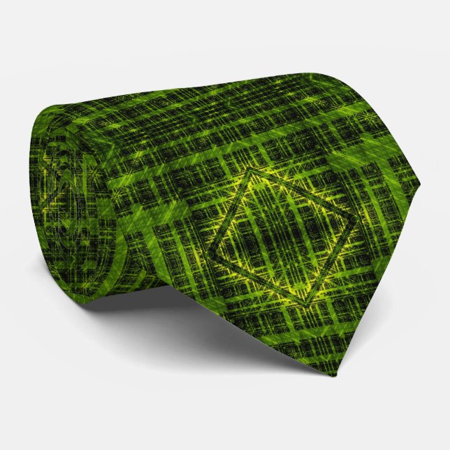 Abstract Modern Green Eco Hi-tech Fractal Art Neck Tie (Rolled)