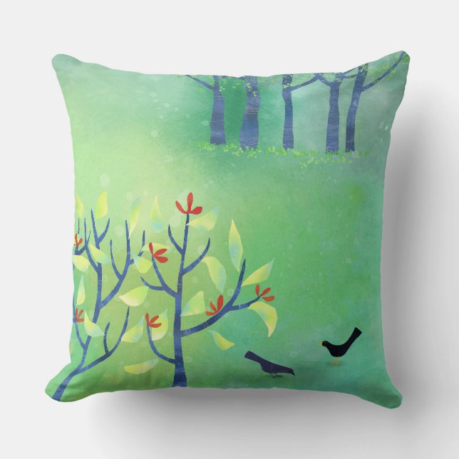 Abstract Modern Green Throw Pillow (Front)
