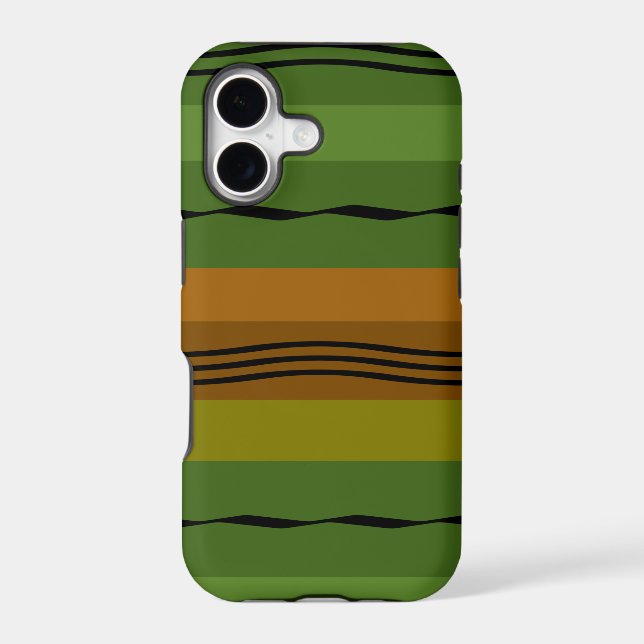 Abstract modern green wavy pattern iphone case (Back)