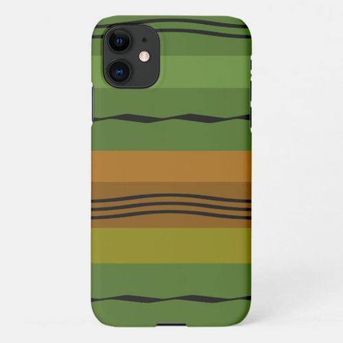 Abstract modern green wavy pattern iPhone 11 case