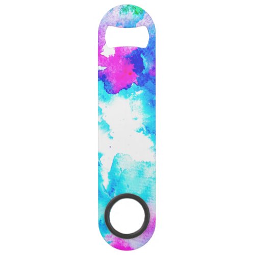 Abstract modern hand painted pink blue watercolor bar key