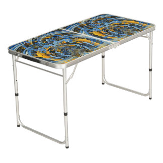 Abstract Modern Ice Swirling Art Beer Pong Table