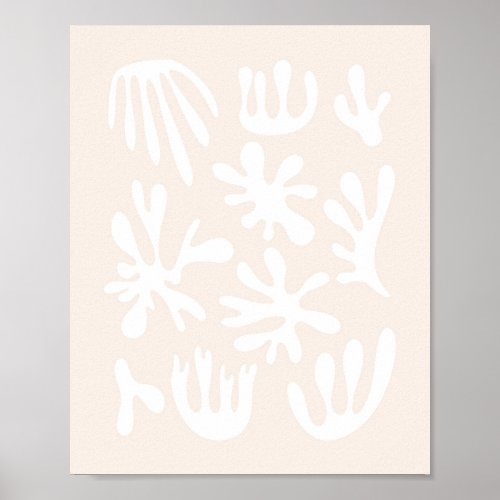 Abstract Modern Inspired Art Beige White Poster