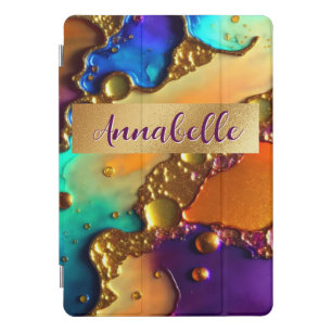 Abstract Modern Jewel & Gold Swirls iPad Pro Cover