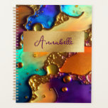 Abstract Modern Jewel & Gold Swirls Planner<br><div class="desc">This modern abstract art planner design is eye-catching and makes a true statement with its rich,  jewel colors and textures. Vivid and stunning. Add a name to personalize it. Created by Simply Farmhouse Press.</div>