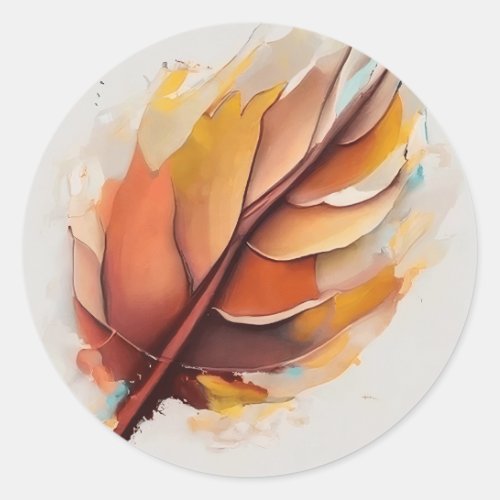 Abstract Modern Leaves Paintings Set Leaf Classic Round Sticker