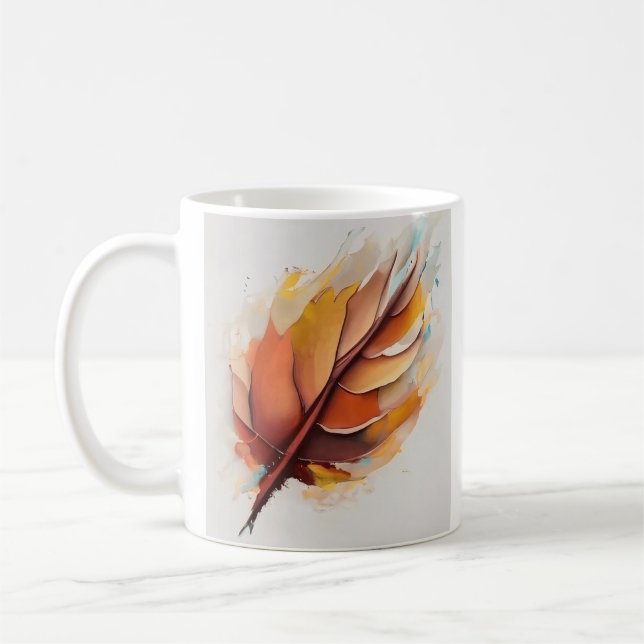 Abstract Modern Leaves Paintings Set, Leaf Coffee Mug (Left)