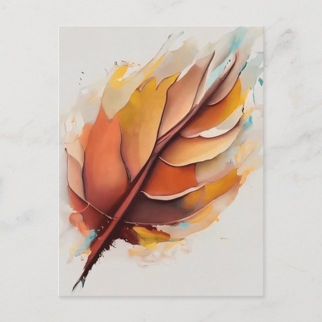 Abstract Modern Leaves Paintings Set, Leaf Holiday Postcard (Front)