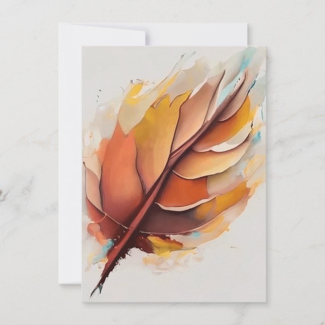 Abstract Modern Leaves Paintings Set, Leaf Note Card (Front)