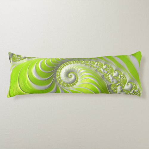 Abstract Modern Lime Green Spiral Fractal Body Pillow