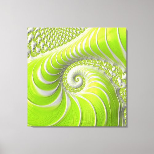 Abstract Modern Lime Green Spiral Fractal Canvas Print