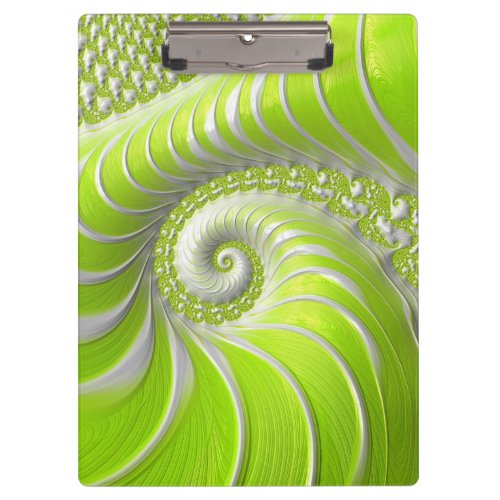 Abstract Modern Lime Green Spiral Fractal Clipboard