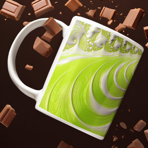 Abstract Modern Lime Green Spiral Fractal Coffee Mug