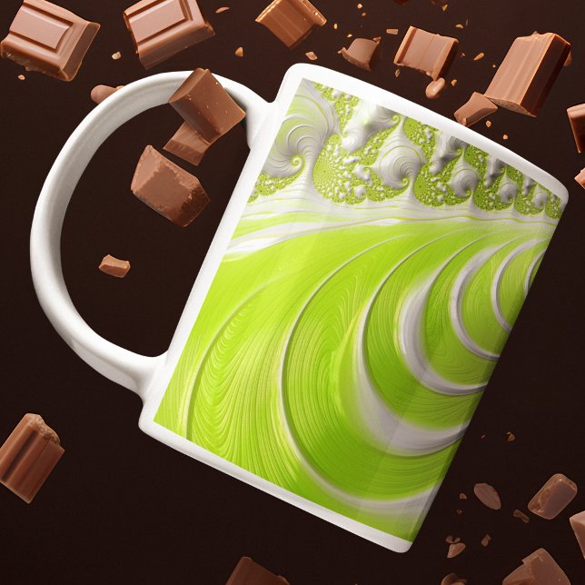 Abstract Modern Lime Green Spiral Fractal Coffee Mug (Creator Uploaded)