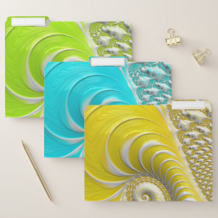 Abstract Modern Lime Green Spiral Fractal File Folder