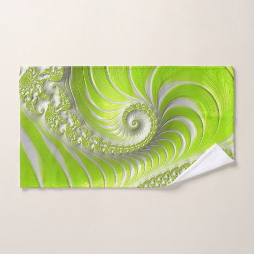 Abstract Modern Lime Green Spiral Fractal Hand Towel