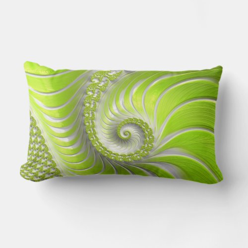 Abstract Modern Lime Green Spiral Fractal Lumbar Pillow