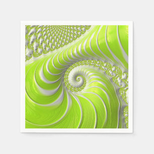 Abstract Modern Lime Green Spiral Fractal Napkins