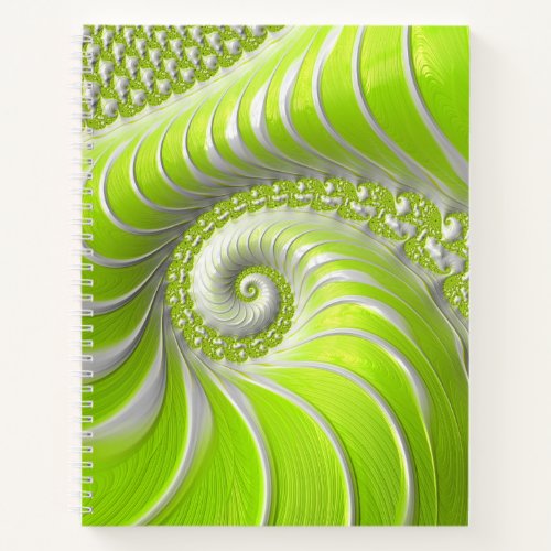 Abstract Modern Lime Green Spiral Fractal Notebook