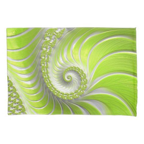 Abstract Modern Lime Green Spiral Fractal Pillow Case