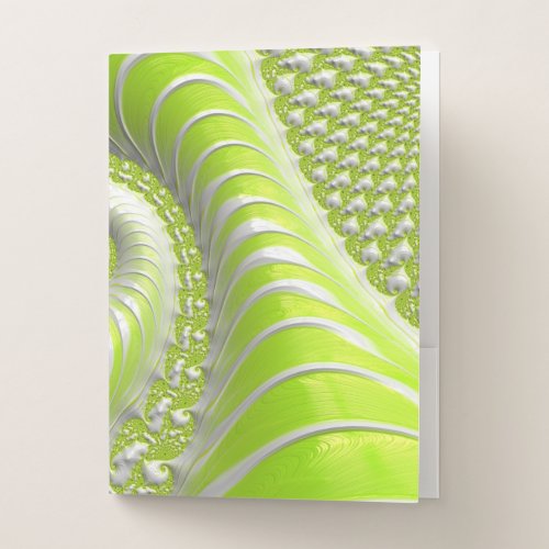 Abstract Modern Lime Green Spiral Fractal Pocket Folder