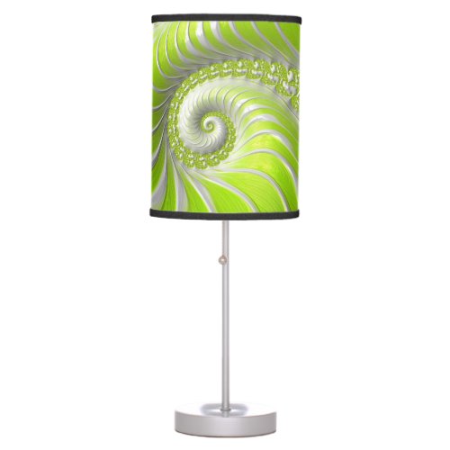 Abstract Modern Lime Green Spiral Fractal Table Lamp