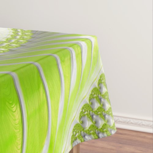 Abstract Modern Lime Green Spiral Fractal Tablecloth