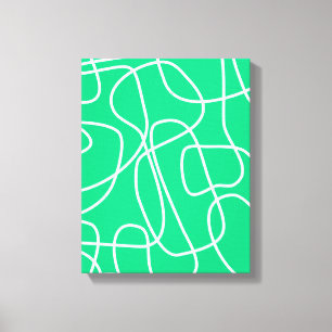 Abstract Modern Line Art in Green   Artsy Canvas Print