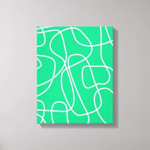 Abstract Modern Line Art in Green  Artsy Canvas Print