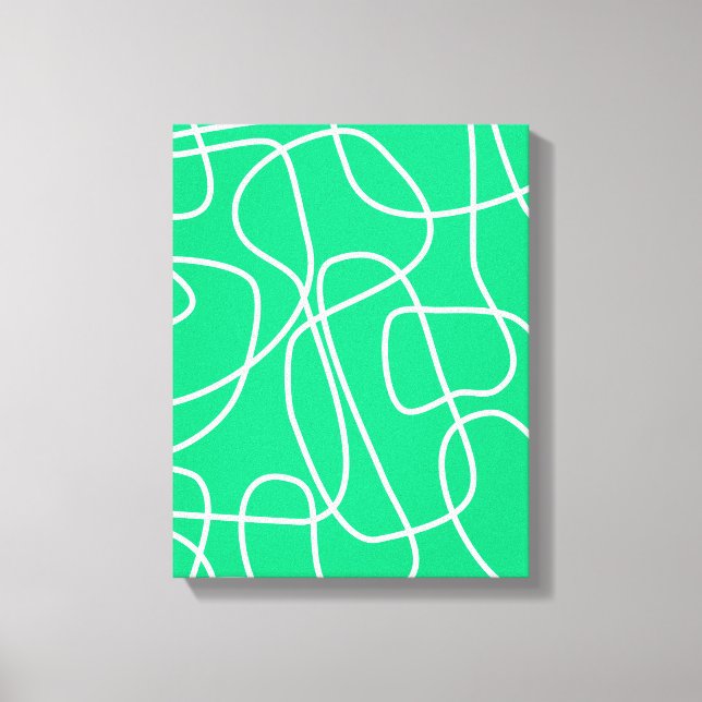 Abstract Modern Line Art in Green | Artsy Canvas Print (Front)