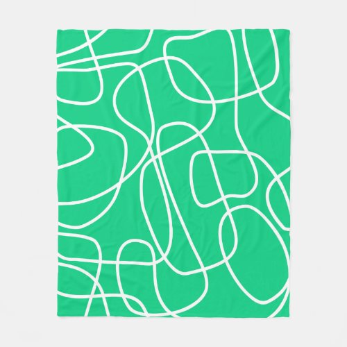 Abstract Modern Line Art in Green  Cute    Fleece Blanket