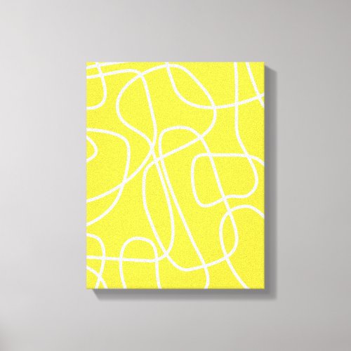 Abstract Modern Line Art in Yellow  Artsy Canvas Print