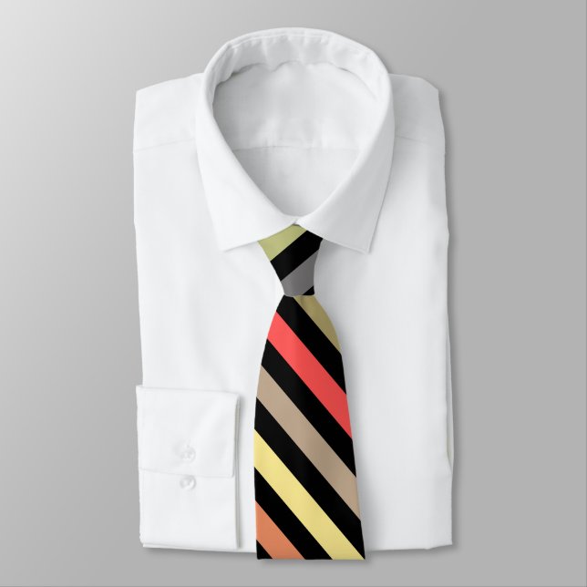 Abstract modern lined lines striped stripe coral  neck tie (Tied)