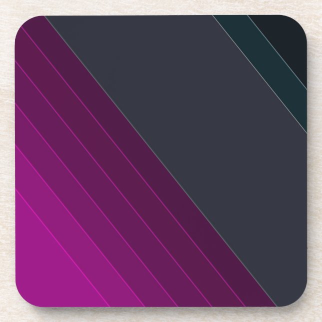 Abstract modern lined lines striped stripe dark pl beverage coaster (Front)